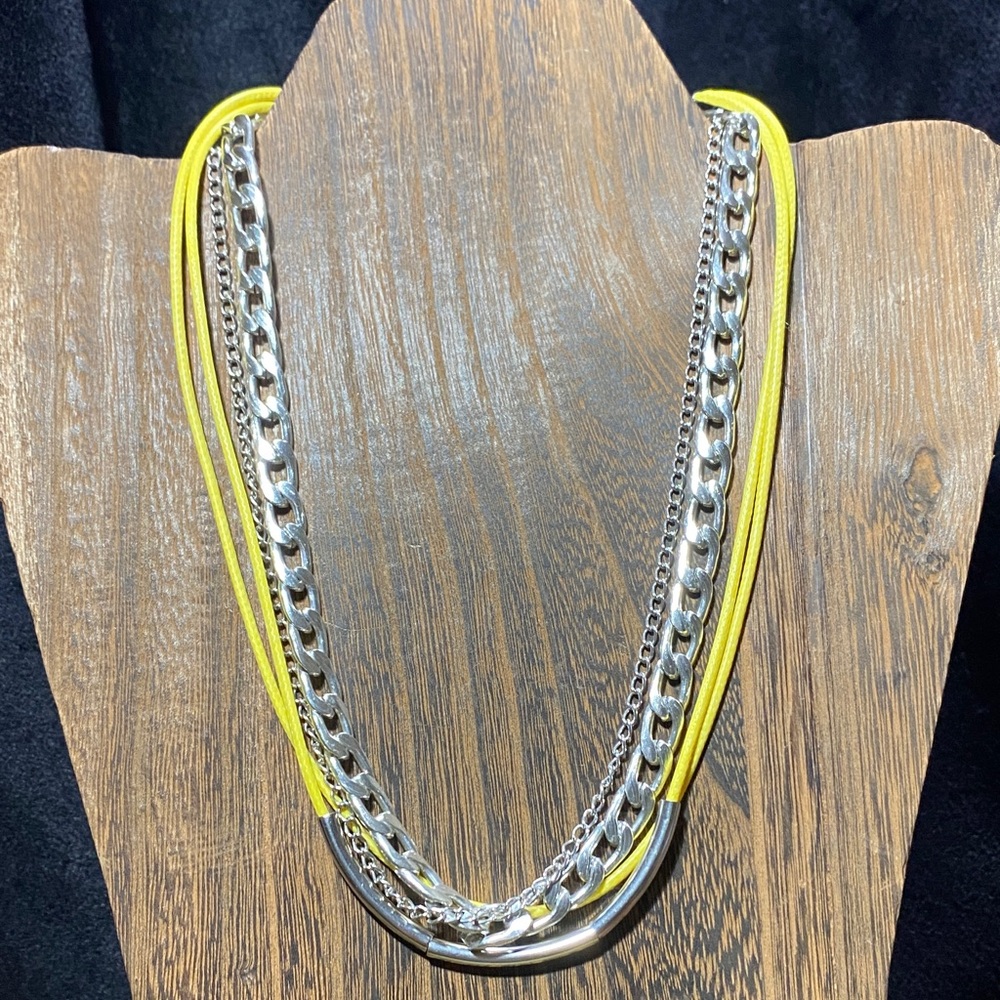 Chic Silver and Yellow Multi-Layer Necklace
